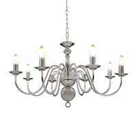 vidaXL Silver Chandelier - 8 Bulb Base, Tasteful Home Decor Lighting Fixture, E14 Socket Type, Metal Structure, Modern Design for Living Room and Bedroom