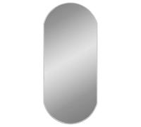 vidaXL Silver Oval Wall Mirror 90x40 cm - Modern PVC Frame Glass Mirror for Hall, Vanity, Bathroom, Bedroom, Living Space