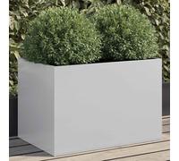 vidaXL Silver Planter 62x40x39 cm - Rectangular Galvanised Steel Flower Box for Outdoor/Garden/Patio Decor, Durable &