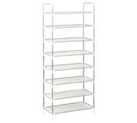 vidaXL Shoe Rack with 8 Shelves Metal and Non-woven Fabric Silver Shoe Storage