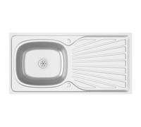 vidaXL Silver Stainless Steel Kitchen Sink with Drainer Set - Reversible, Extra-Deep Basin, Easy-to-Clean, Durable Construction, 1000x500x155 mm