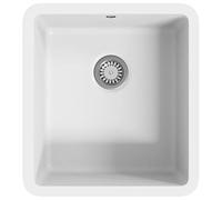 vidaXL Granite Kitchen Sink Single Basin White Basket Strainer Wash Bowl Basin