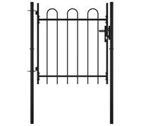 vidaXL Single Door Fence Gate with Spear Top Yard Walk-Through Decorative Fence Doors Entrance Entryway Outdoor Garden Border 100x75cm Steel