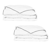 vidaXL Single Layer Winter Down Duvet Set - 2x 150x200cm Machine Washable Brushed Microfibre Quilts Filled with Duck Feather & Down, White