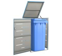 vidaXL Single Wheelie Bin Shed 69x77.5x115 cm Stainless Steel 03 UK HOT