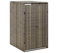 vidaXL Single Wheelie Bin Shed in Grey, 70x80x117 cm, Made From Durable and Weather-resistant Poly Rattan with Stable Powder-coated Steel Frame
