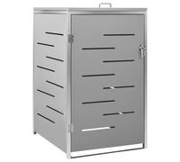 vidaXL Single Wheelie Bin Shed Stainless Steel Outdoor Garbage Waste Shed