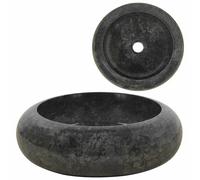 vidaXL Sink 40x12cm Marble Black Round Bathroom Natural Stone Wash Bowl Basin