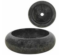vidaXL Sink Round User-Friendly Living Space Bathroom Wash Bowl Basin Stable Fashion Vessel Adornment 40x12cm Natural Stone Marble Black