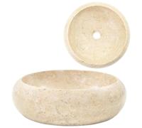 vidaXL Sink Round User-Friendly Living Space Bathroom Wash Bowl Basin Stable Fashion Vessel Adornment 40x12cm Natural Stone Marble Cream