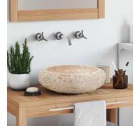 Sink 40x12cm Marble Bathroom Natural Stone Bowl Basin Unit Black/Cream vidaXL