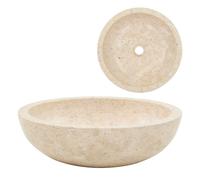 vidaXL Marble Sink 40x12 cm - Resistant Handmade Cream Marble Basin Ideal for Bathroom/Washroom with Smooth Finish and Easy Maintenance