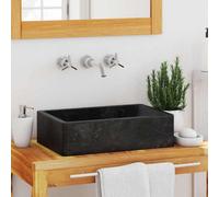 vidaXL Sink Bathroom Natural Stone Wash Bowl Basin Marble High Gloss Black