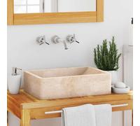 vidaXL High Gloss Marble Sink 45x30x12 cm, Elegant Cream Bathroom/Washroom Basin, Fully Handmade, Sturdy, Easy to Clean