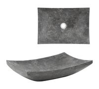 vidaXL Sink 50x35x12cm Marble Black Bathroom Natural Stone Wash Bowl Basin