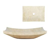 vidaXL Sink 50x35x12cm Marble Cream Bathroom Natural Stone Wash Bowl Basin