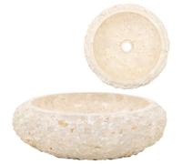 vidaXL Sink Above Counter Home Bathroom Cloakroom Kitchen Wash Bowl Basin Unit Plumbing Fixture 40x12cm Natural Stone Marble Cream