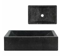 vidaXL Marble Sink 45x30x12 cm, High Gloss Black, Handmade, Easy to Clean, Sturdy Design, Suitable for Any Interior Style, Modern Charm for Bathroom/Washroom