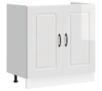 vidaXL Sink Base Cabinet Kalmar High Gloss White 80x46x81.5 cm Engineered Wood