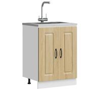 vidaXL Kalmar Sink Base Cabinet - Sonoma Oak, 60x46x81.5 cm, Engineered Wood, 60 kg Capacity, Adjustable Feet