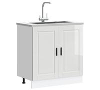 vidaXL Sink Base Cabinet "Porto" High Gloss White 80x46x81.5 cm Engineered Wood