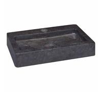 vidaXL Sink Wash Basin Washroom Sink Bathroom Natural Stone Basin Toilet Washroom Accessory Washing Tool Indoor Black 38x24x6.5 cm Marble