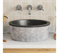 vidaXL Sink Black Ø40x15 cm Marble