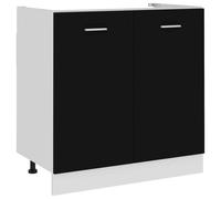 vidaXL Sink Bottom Cabinet Black Engineered Wood Home Storage Shelf Organiser