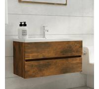 vidaXL Sink Cabinet Smoked Oak 90x38.5x45 cm Engineered Wood