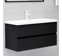 Vidaxl Sink Cabinet With Built-In Basin Black Engineered Wood