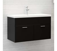 vidaXL Sink Cabinet with Built-in Basin Black Engineered Wood