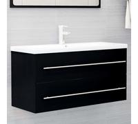 vidaXL Sink Cabinet with Built-in Basin Black Engineered Wood