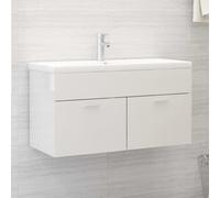 vidaXL Sink Cabinet with Built-in Basin High Gloss White Engineered Wood Basin
