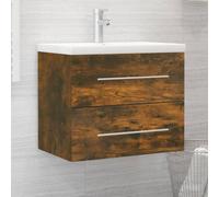 vidaXL Sink Cabinet with Built-in Basin Smoked Oak Engineered Wood