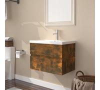 vidaXL Sink Cabinet with Built-in Basin Smoked Oak Engineered Wood Sink Unit