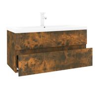vidaXL Sink Cabinet with Built-in Basin Smoked Oak Engineered Wood Sink Unit