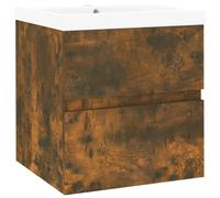 vidaXL Sink Cabinet with Built-in Basin Smoked Oak Engineered Wood Sink Unit