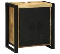 vidaXL Sink Cabinet with Door Brown 55 x 35 x 60 cm Solid Mango wood, Ample Storage, Rustic Charm, Modern Sink Unit, Rectangular Cabinet, Functional Furniture, Sl athroom Vanity Stand