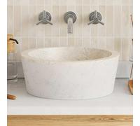 vidaXL Sink Cream Ø40x15 cm Marble