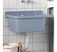 vidaXL Sink Washbasin for Wall Mounting Grey 60x40x28 cm Resin