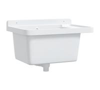 vidaXL Sink Washbasin for Wall Mounting Utility Laundry Wash Basin White Resin