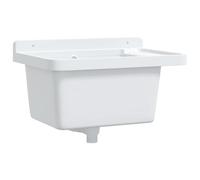 vidaXL Sink Washbasin for Wall Mounting Utility Laundry Wash Basin White Resin