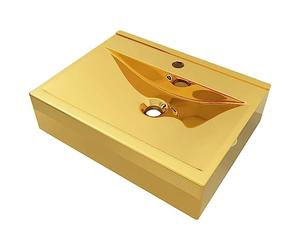 vidaXL Sink with Overflow 60 x 46 x 16 cm Ceramic Gold