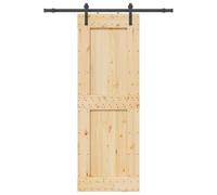 vidaxl Sliding barn Door Set - Solid Pine Wood, 80x210cm, Black Steel Rails - Space-Saving Modern Design for Home interiors