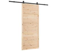 vidaXL Sliding Door 100 x 208 cm with Rail 183 cm Pine Wood Brown Rustic Look for Indoor, Great for Entryway or Living Room, Adjustable Pieces, Space Saving Design, NA