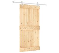 vidaXL Sliding Door, Natural and White, 100 x 210 cm, Solid Pine, Living Room, Modern Sliding Door with Pine Wood Frame, Practical Room Divider and Cool Interior Design