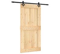 Sliding door Solid Pine Natural/Black 100x210cm Top-Hung Smooth Track Urban Slim