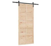 vidaXL Sliding Door 80 x 208 cm Made of Sturdy Pine Wood in Rustic Style for Indoor Use. The Country House Design Comes with a Rolling Mechanism and is Ideal for Living Room, Foyer and Dining Room