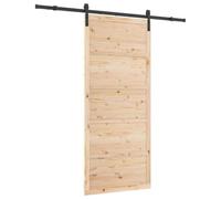 vidaXL Sliding Door 90 x 208 cm Solid Pine Wood Brown Rustic Finish Adjustable Mechanism Perfect for Entrance or Living Room Includes Everything You Need for Indoors