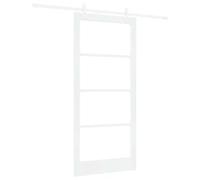 vidaXL Sliding door with hardware set white 93 x 202 cm solid pine wood and interior door with glass 'ORKDAL' white 93 x 202 x 4 cm